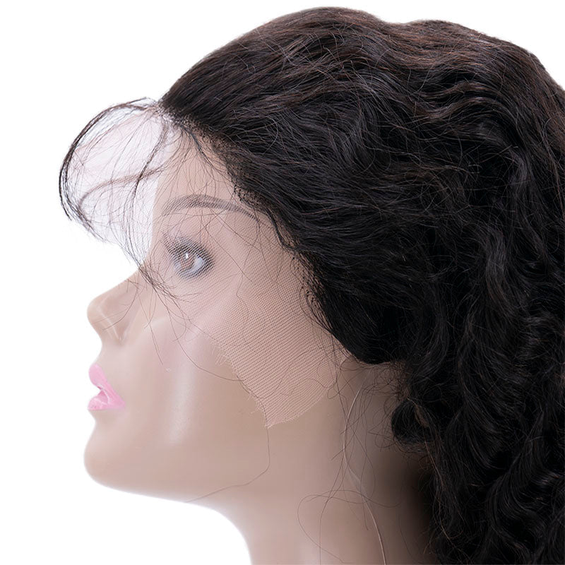 Peluca frontal de encaje de onda profunda HD